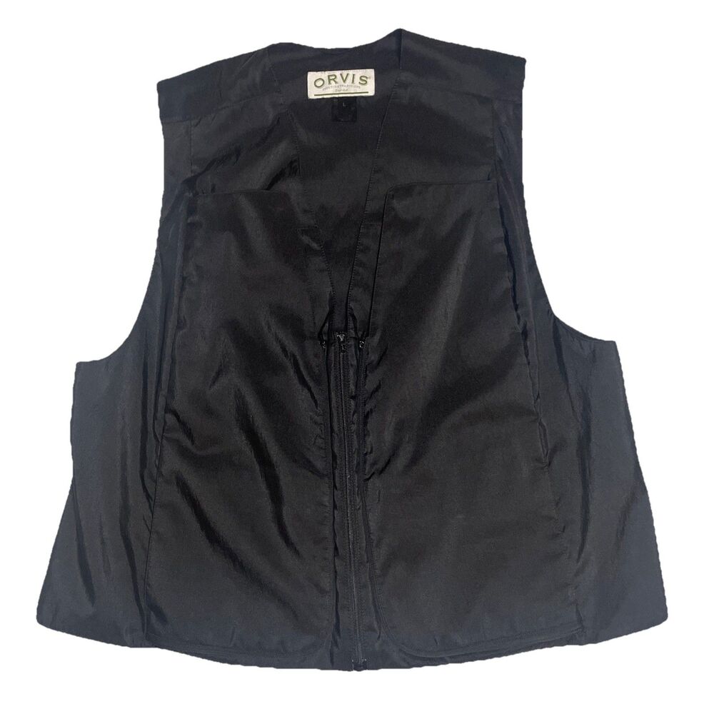 Orvis Men’s Vest Outdoor Utility Black Nylon. Many Pockets Size L